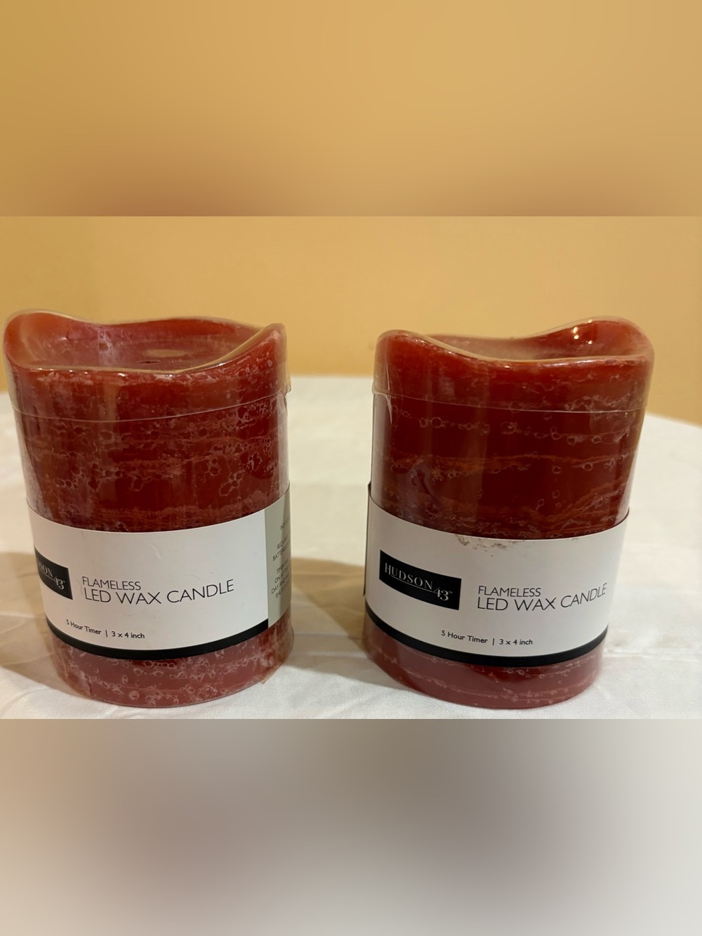 Hudson Jeans Red Flameless LED Wax Candle Pair